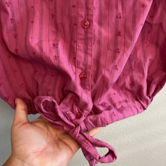 JM collection- pink islet blouse with tie - Size Small - Picture 3 of 7
